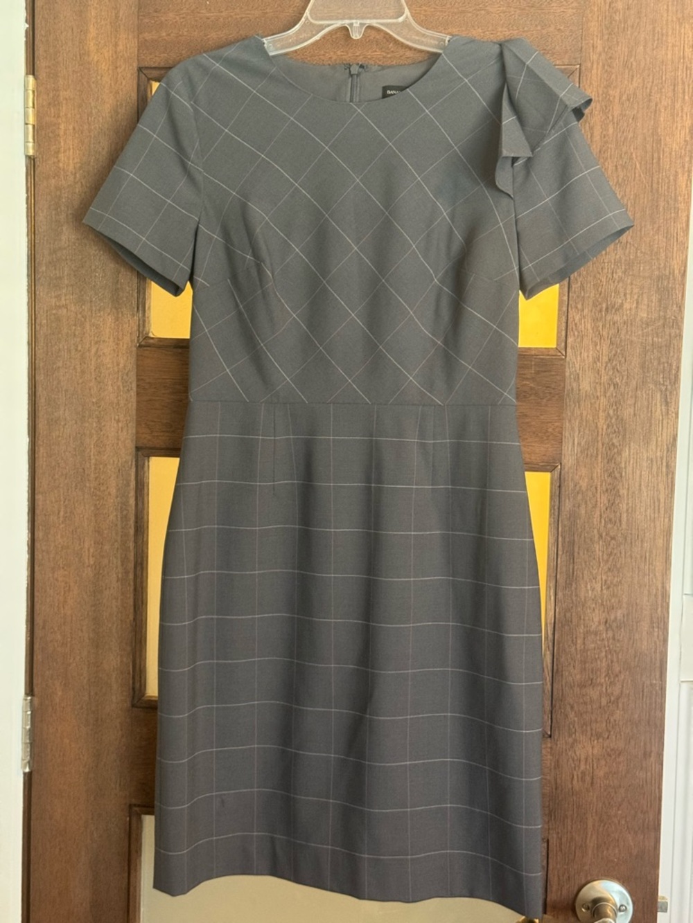 Banana Republic Gray Windowpane Dress